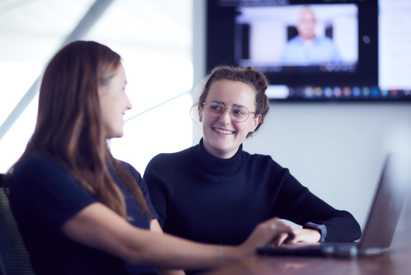 Two employees having a meeting