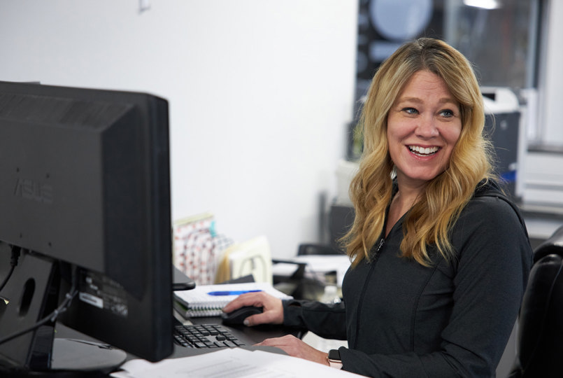 Employee at her computer