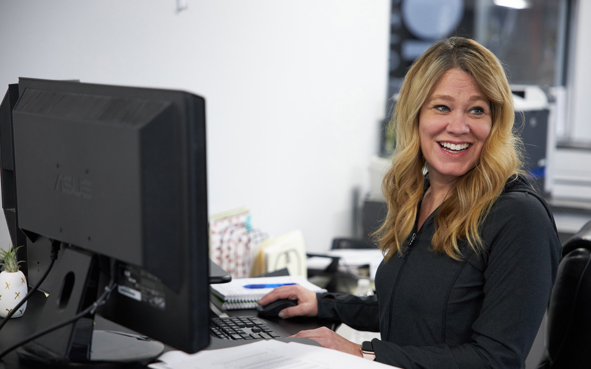 Employee at her computer